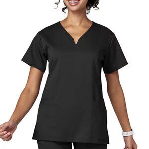 Solid Black Color V Neck Short Sleeves Scrub Top Shirt Size EXTRA LARGE  XL